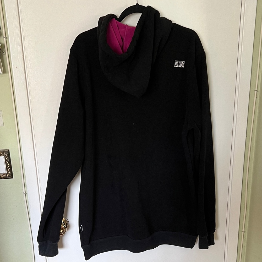 Black Volcom Hoodie with Pink Lining - Picture 2 of 6